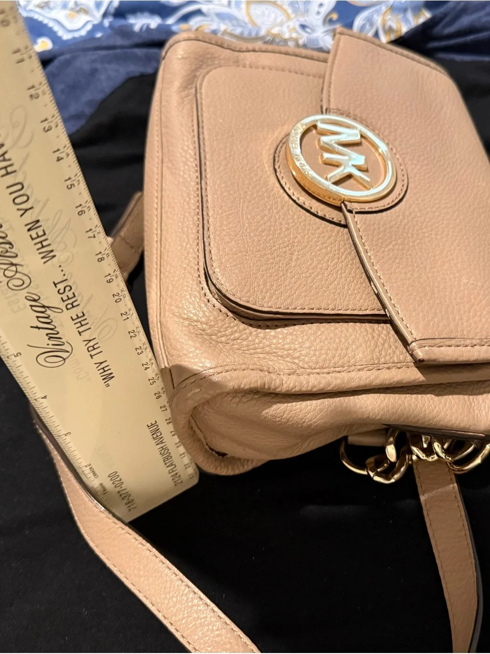 Michael Kors Pebbled Leather Crossbody in Taupe with Gold Hardware